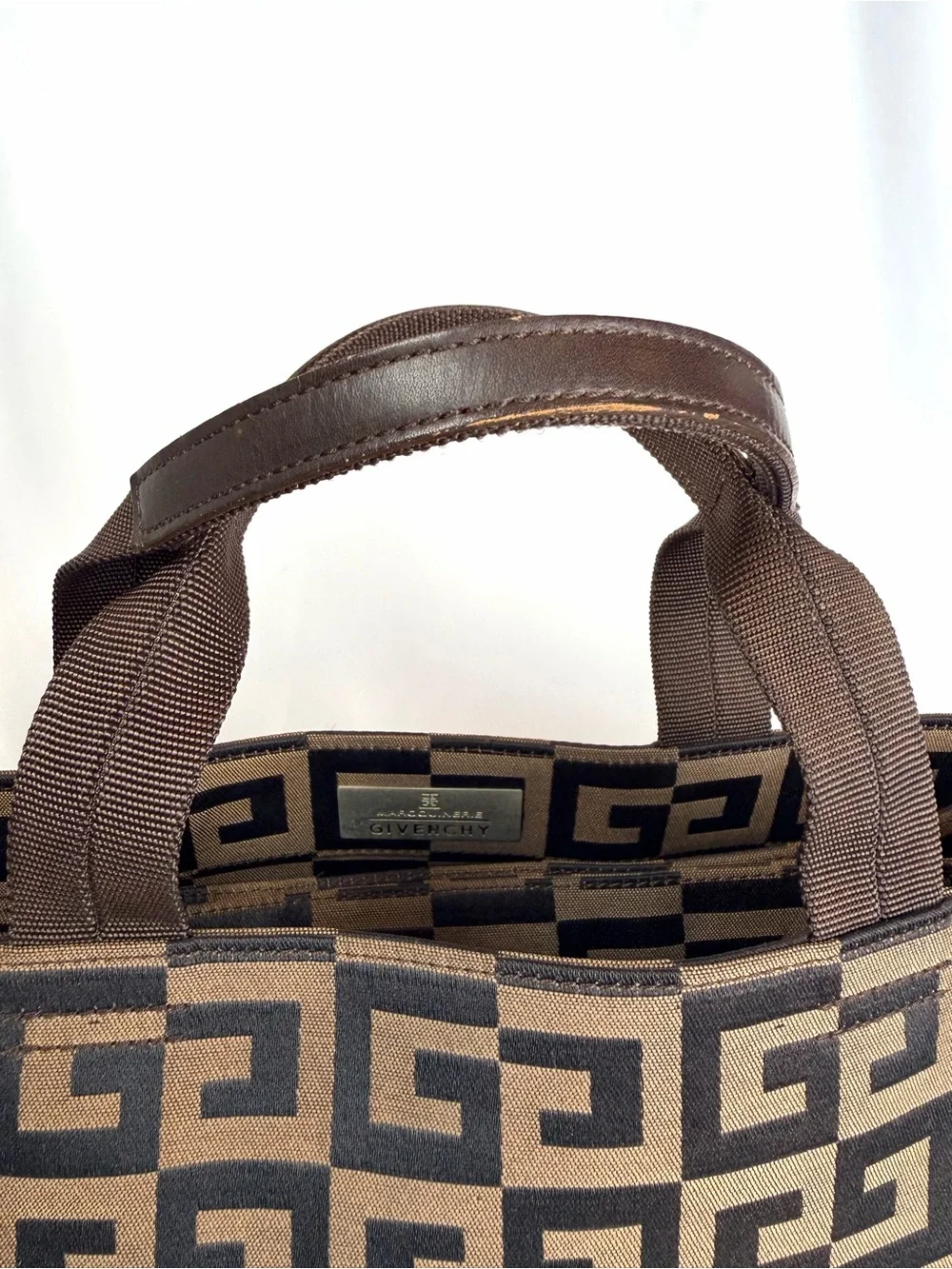 Givenchy Maroquinerie Brown Jacquard Monogram Tote Bag Canvas Vintage Handbag